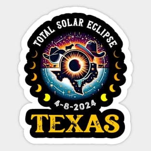 Texas Solar Eclipse 2024 Party Total USA Map Totality Sticker